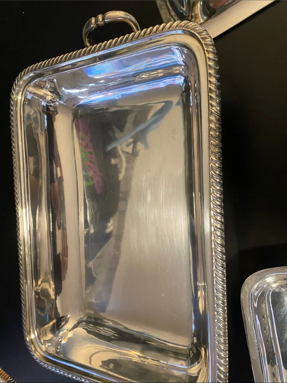 Silver Plated Covered Serving Dish with Rope Edge
